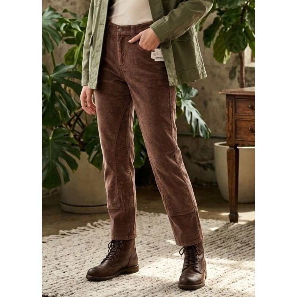We The Free Risk Taker High Rise Straight Corduroy Pants Chocolate Brown 28 NWT